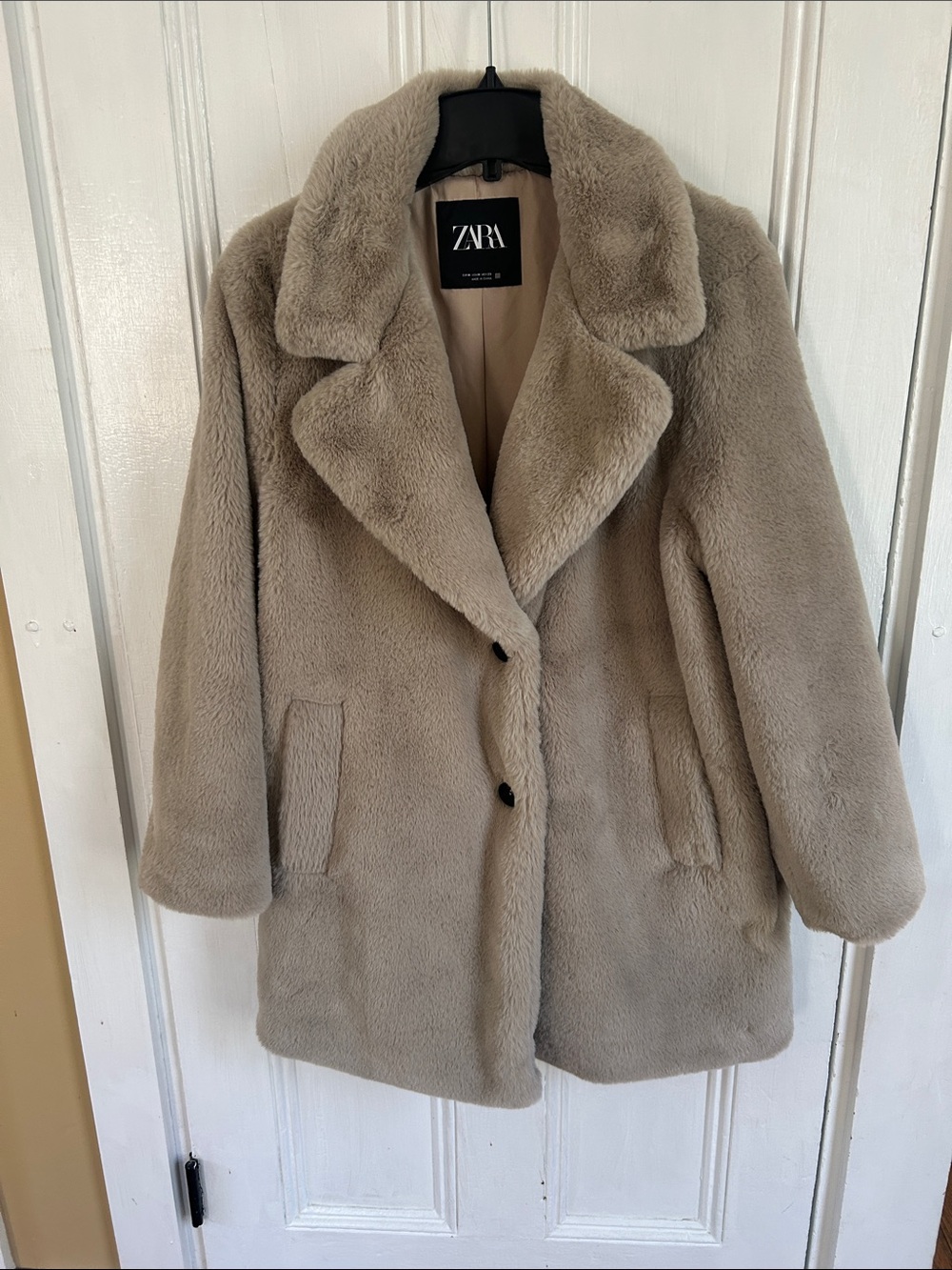 Zara Taupe Plush Teddy Jacket